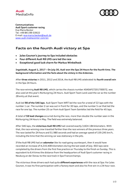 Facts on the Fourth Audi Victory at Spa