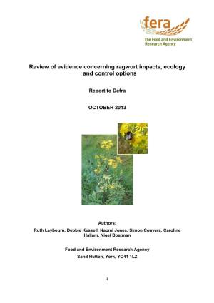 Review of Evidence Concerning Ragwort Impacts, Ecology and Control Options