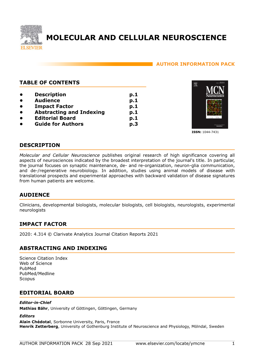 Molecular and Cellular Neuroscience