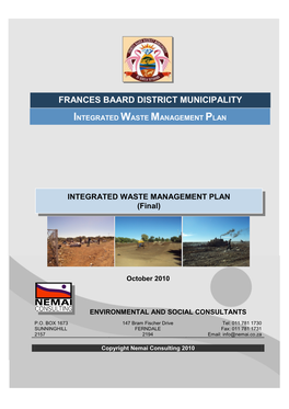 Integrated Waste Management Plan