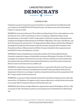 A RESOLUTION Urging the Lancaster County Democratic Committee To