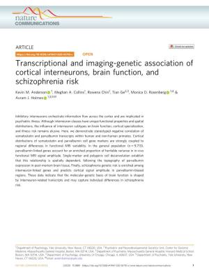 Transcriptional and Imaging-Genetic Association of Cortical Interneurons, Brain Function, and Schizophrenia Risk