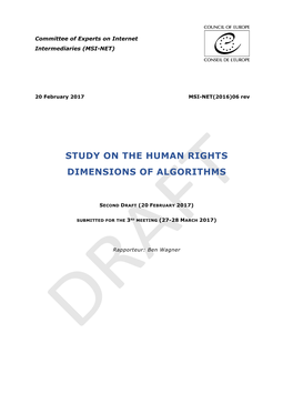 Study on the Human Rights Dimensions of Algorithms