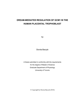 Dream-Mediated Regulation of Gcm1 in the Human Placental Trophoblast