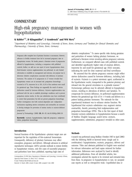 High-Risk Pregnancy Management in Women with Hypopituitarism