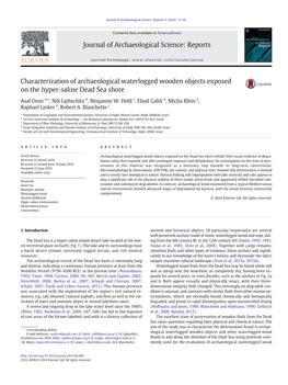 Characterization of Archaeological Waterlogged Wooden Objects Exposed on the Hyper-Saline Dead Sea Shore