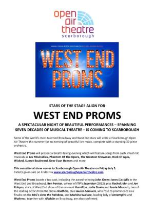 West End Proms a Spectacular Night of Beautiful Performances – Spanning Seven Decades of Musical Theatre – Is Coming to Scarborough