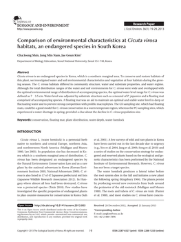 Comparison of Environmental Characteristics at Cicuta Virosa Habitats, an Endangered Species in South Korea