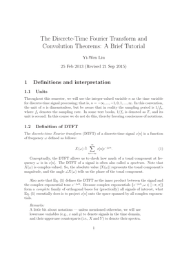 The Discrete-Time Fourier Transform and Convolution Theorems: a Brief Tutorial