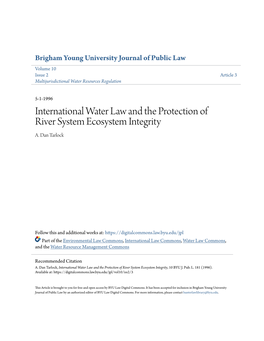 International Water Law and the Protection of River System Ecosystem Integrity A
