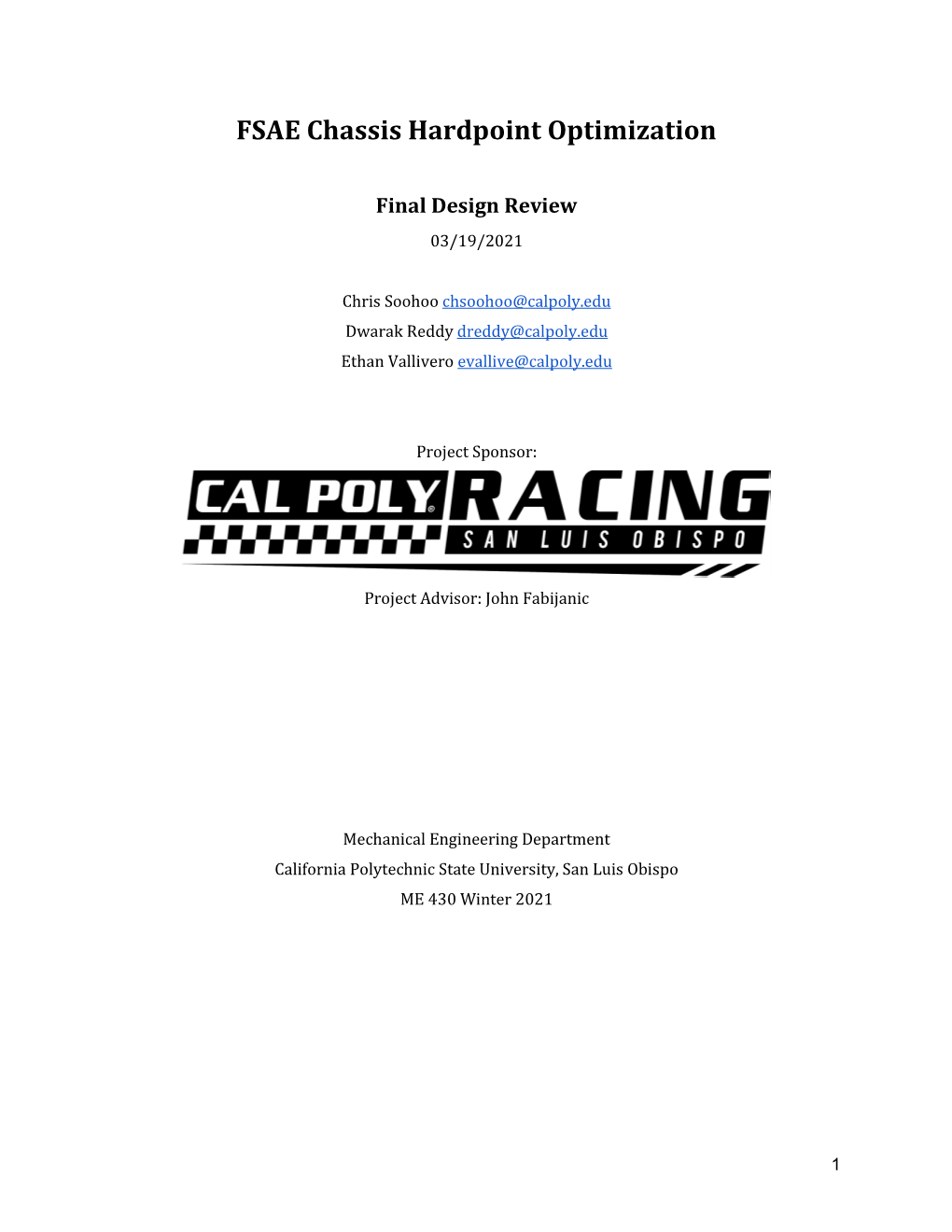 FSAE Chassis Hardpoint Optimization