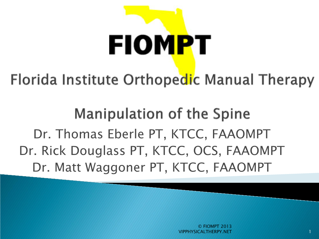 Florida Institute Orthopedic Manual Therapy Advanced Kinematic