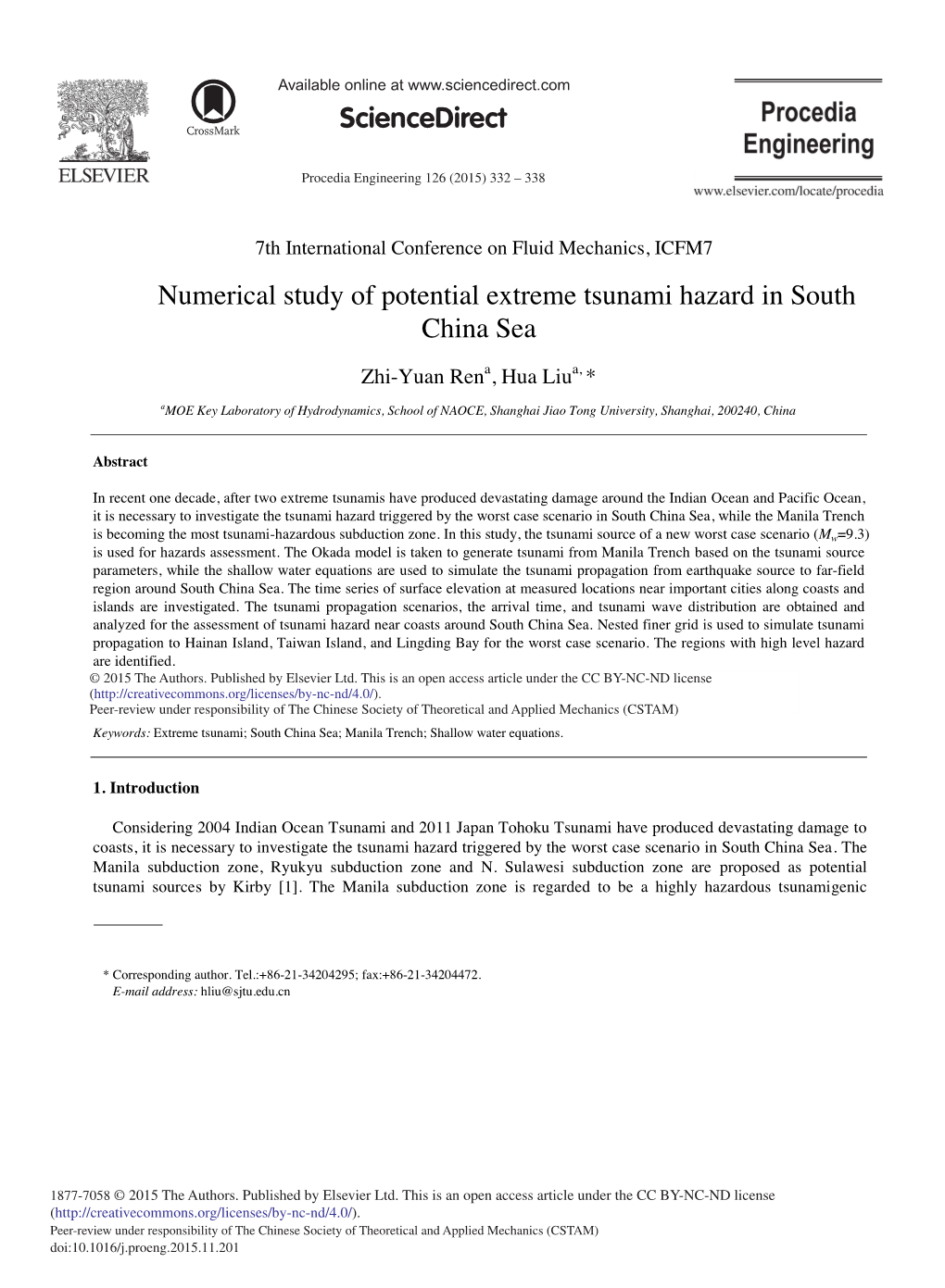 Numerical Study of Potential Extreme Tsunami Hazard in South China Sea