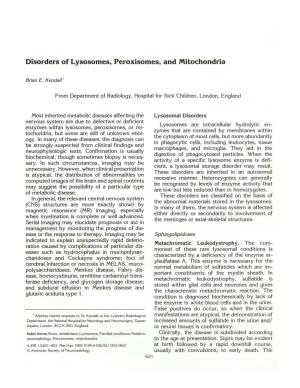 Disorders of Lysosomes, Peroxisomes, and Mitochondria