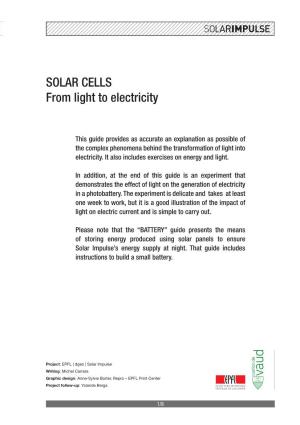SOLAR CELLS from Light to Electricity