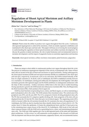 Regulation of Shoot Apical Meristem and Axillary Meristem Development in Plants