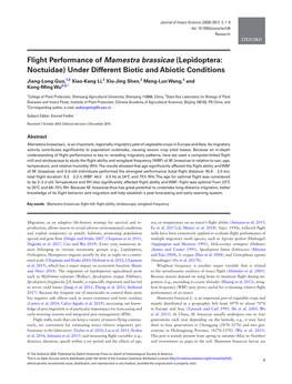Flight Performance of Mamestra Brassicae (Lepidoptera: Noctuidae) Under Different Biotic and Abiotic Conditions