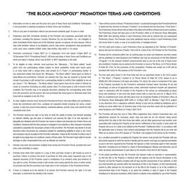 “The Block Monopoly” Promotion Terms and Conditions