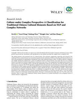 Culture Under Complex Perspective: a Classification for Traditional Chinese Cultural Elements Based on NLP and Complex Networks