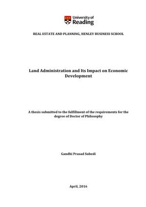 Land Administration and Its Impact on Economic Development