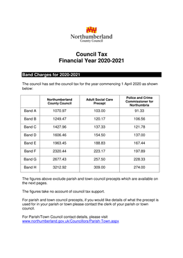 Council Tax Financial Year 2020-2021