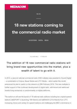 18 New Stations Coming to the Commercial Radio Market