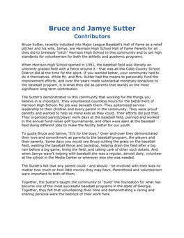 Bruce and Jamye Sutter Contributors