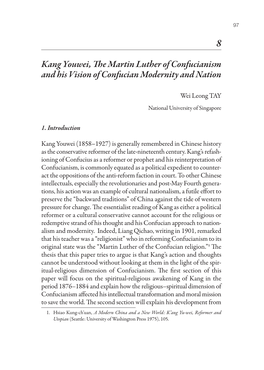 Kang Youwei, the Martin Luther of Confucianism and His Vision of Confucian Modernity and Nation