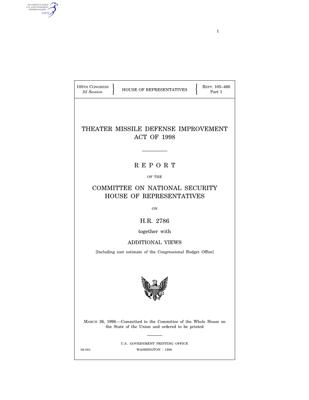 Theater Missile Defense Improvement Act of 1998