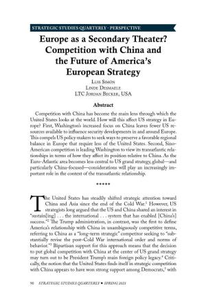 Competition with China and the Future of America's European Strateg