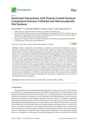 Surfactant Interactions with Protein-Coated Surfaces: Comparison Between Colloidal and Macroscopically Flat Surfaces