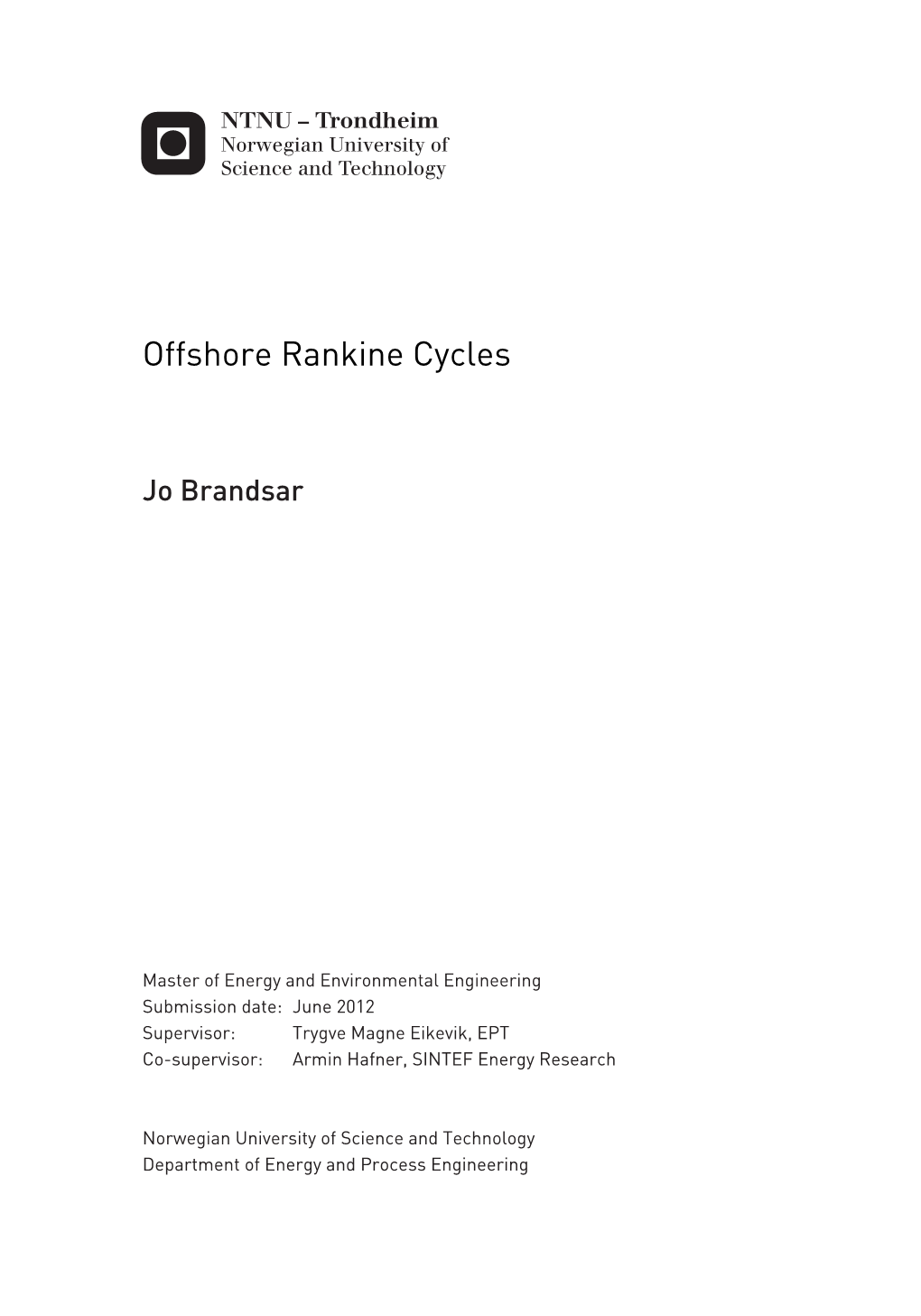 Offshore Rankine Cycles