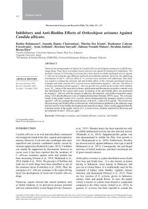Inhibitory and Anti-Biofilm Effects of Orthoshipon Aristatus Against Candida Albicans