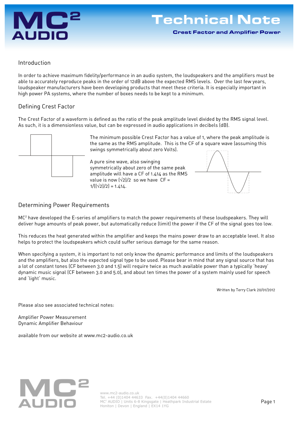 Crest Factor and Amplifier Power