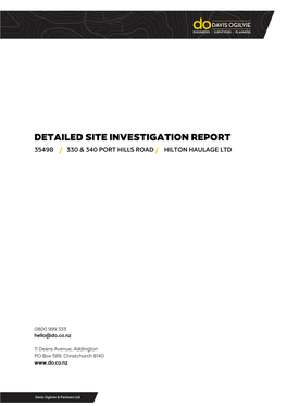 Detailed Site Investigation Report 35498 / 330 & 340 Port Hills Road / Hilton Haulage Ltd