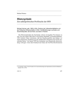Hintergründe Zur Außenpolitischen Profilsuche Der SPD ______