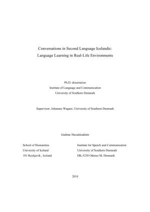 Conversations in Second Language Icelandic: Language Learning in Real-Life Environments