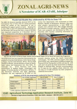 ZONALAGRI.I{EWS a Newsletter of ICAR-ATARI, Jabalpur