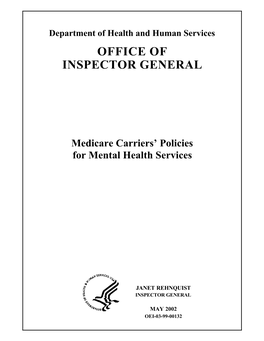 Medicare Carriers' Policies for Mental Health Services