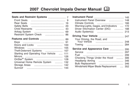 2007 Chevrolet Impala Owner Manual M