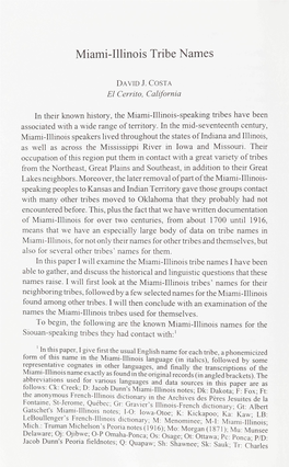 Miami-Illinois Tribe N a M