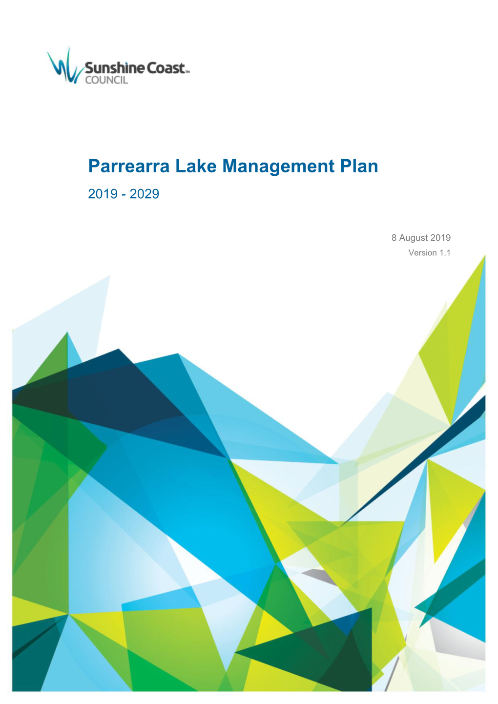 Parrearra Lake Management Plan 2019 - 2029