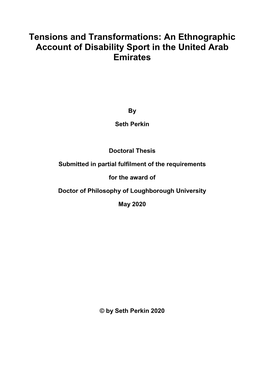 Tensions and Transformations: an Ethnographic Account of Disability Sport in the United Arab Emirates