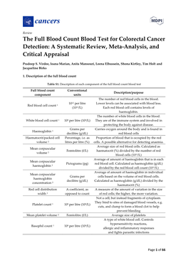 The Full Blood Count Blood Test for Colorectal Cancer Detection: a Systematic Review, Meta-Analysis, and Critical Appraisal
