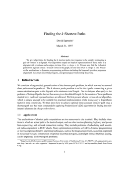 Finding the K Shortest Paths