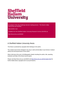 An Analysis of the City Challenge Decision-Making Process : the Dearne Valley Partnership and Sheffield