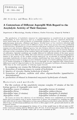 A Comparison of Different Aspergilli with Regard to the Amylolytic Activity of Their Enzymes