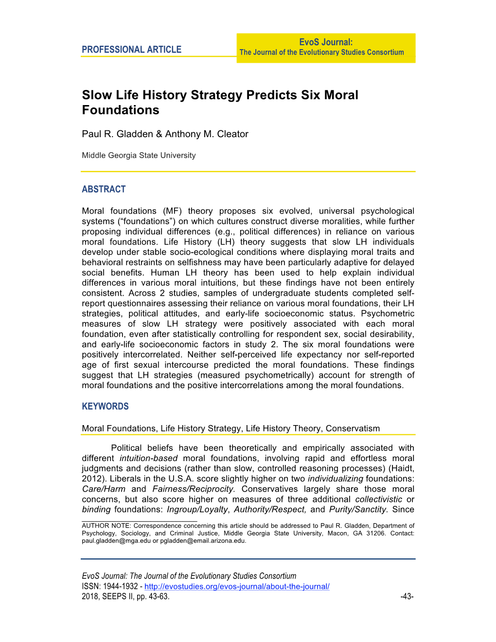 Slow Life History Strategy Predicts Six Moral Foundations