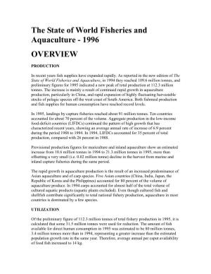 The State of World Fisheries and Aquaculture - 1996 OVERVIEW