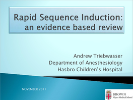 Rapid Sequence Induction: Evidence Based Review